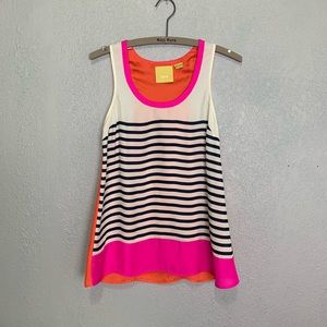 Maeve Pink and Orange Striped Tank Top